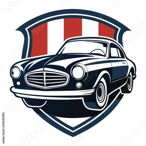 Vintage Logo Design Featuring a Classic Car's Silhouette