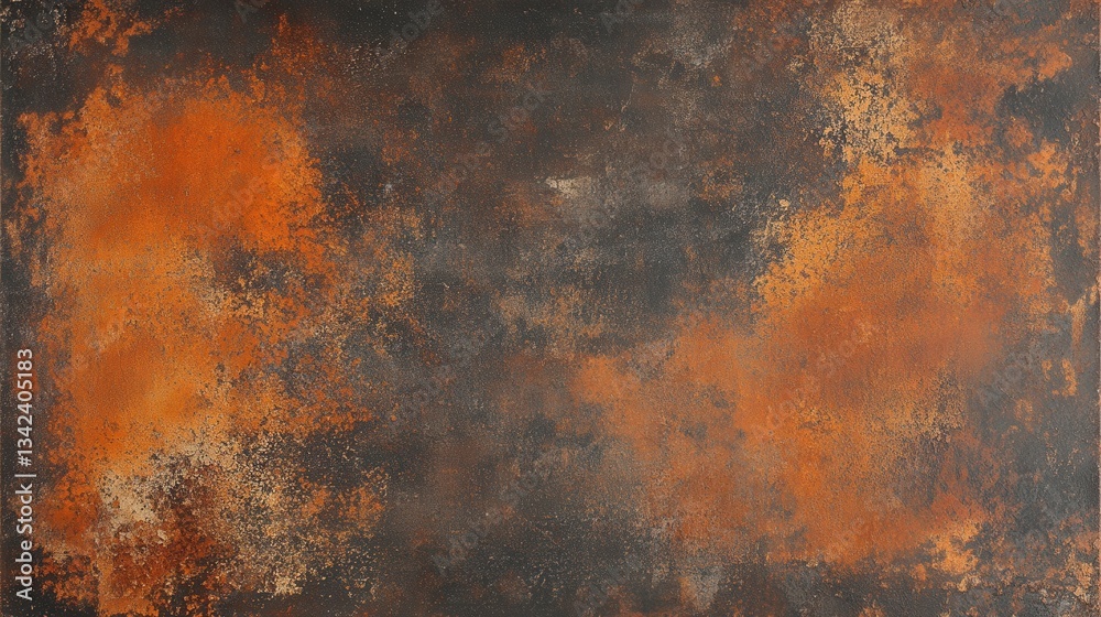 An abstract image shows rusty textures with orange and brown colors