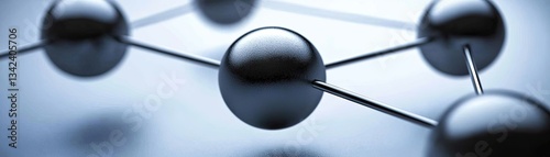 Linked spheres network with background blur for science and innovation design