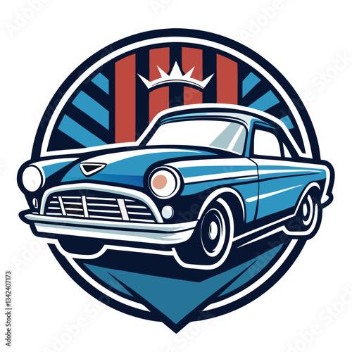 Vintage Classic Car Emblem Illustration in Intricate Detail