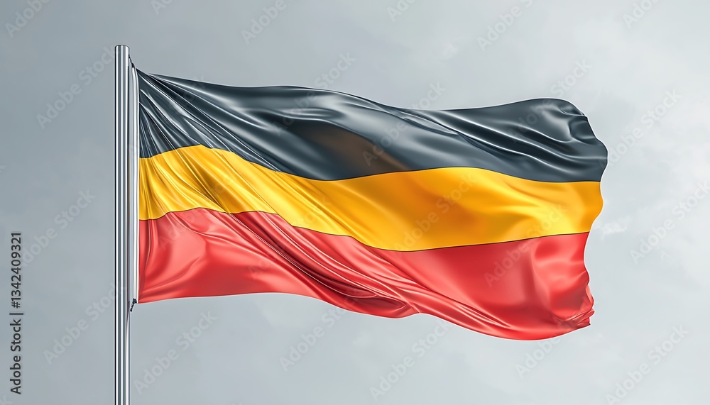 Naklejka premium German Flag Waving for Sky Background.