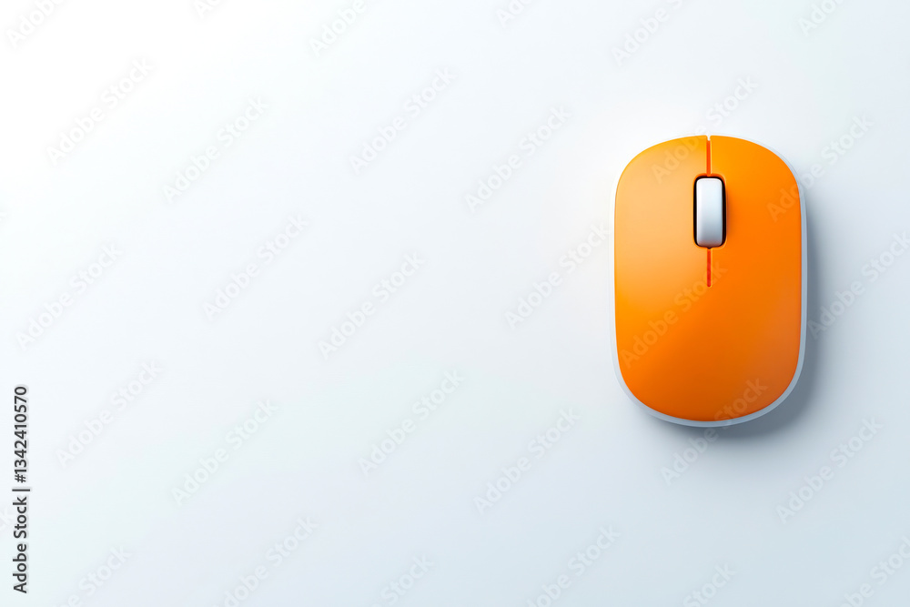 A vibrant orange computer mouse on a light background, showcasing a modern and sleek design, ideal for tech enthusiasts and office setups. A vibrant orange computer mouse on a light background, showcasing a modern and sleek design, ideal for tech enthusiasts and office setups.