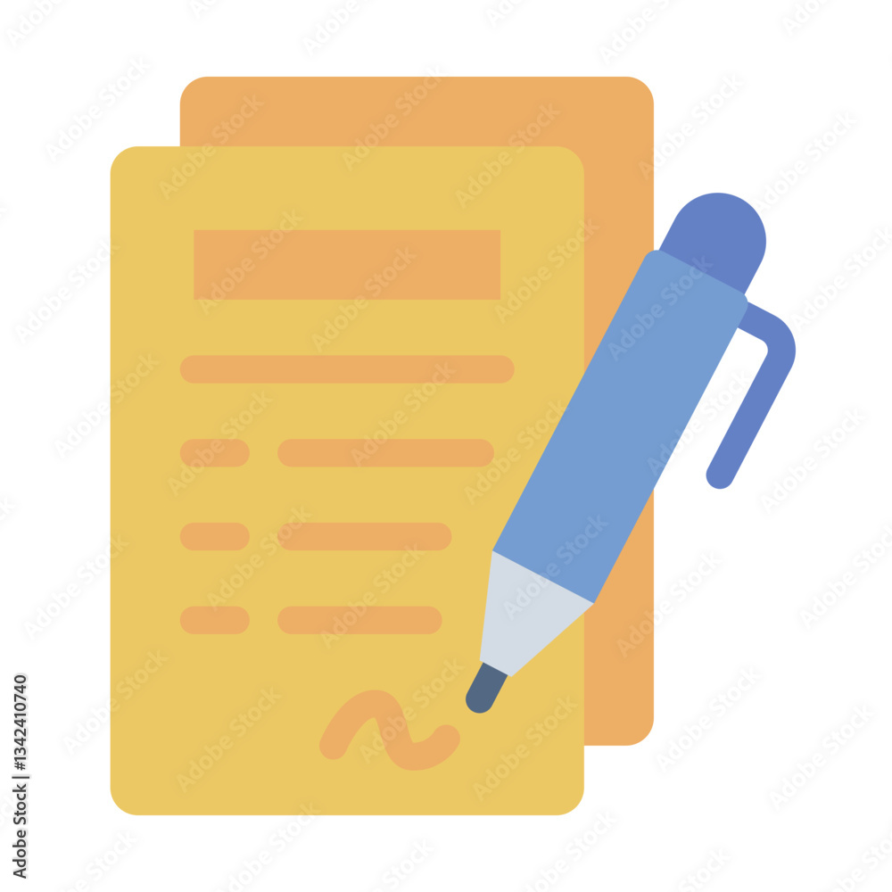 Contract flat icon for job agreements and business documentation Contract flat icon for job agreements and business documentation