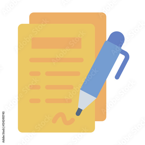 Contract flat icon for job agreements and business documentation