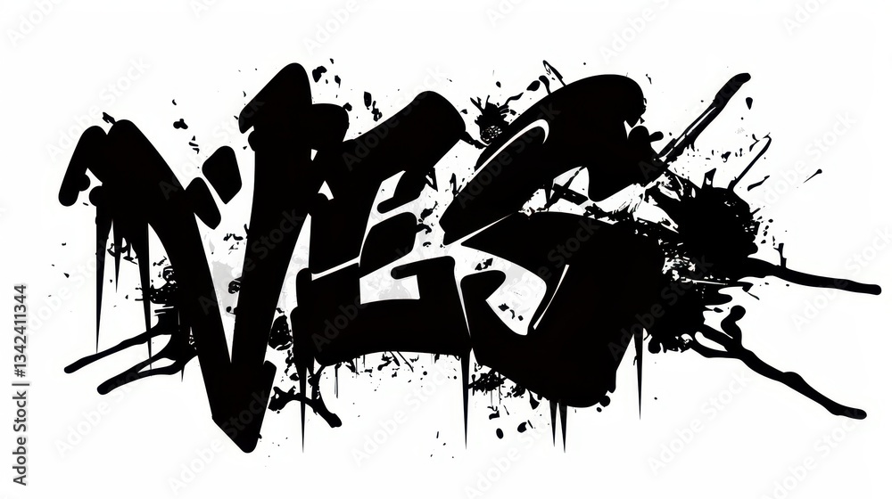 Obraz premium VES! graffiti lettering, typography handwriting font, spray wall art text design