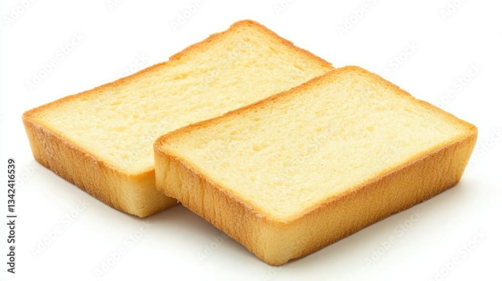 Two slices of toasted bread on white background Two slices of toasted bread on white background