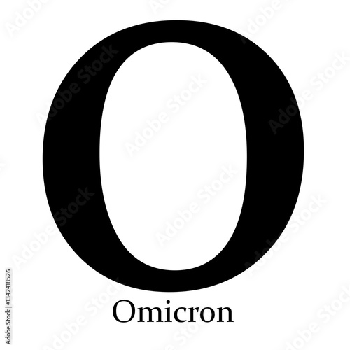 Greek alphabet symbol Omicron on a Transparent Background