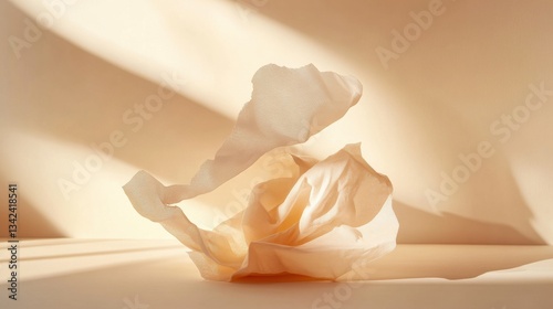 Soft White Paper Flowing Gracefully in Serene Natural Light