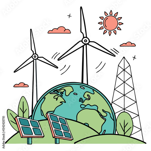 Minimal Clean Energy Icons Vector Set for Eco-Power Concepts