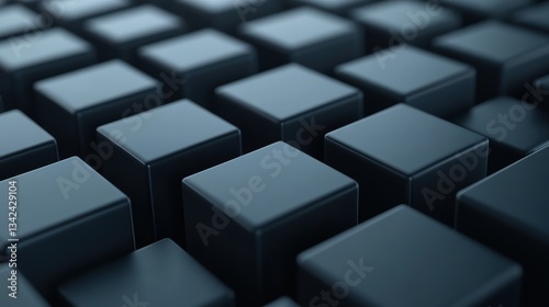 Dark geometric pattern with uniform black cubes in symmetrical arrangement