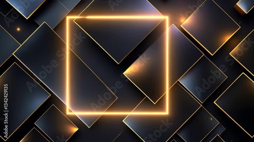Geometric abstract background with glowing frame