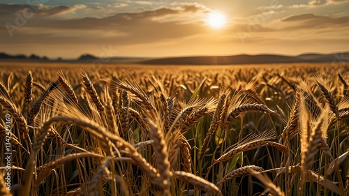 A golden wheat field swaying in a rhythmic breeze