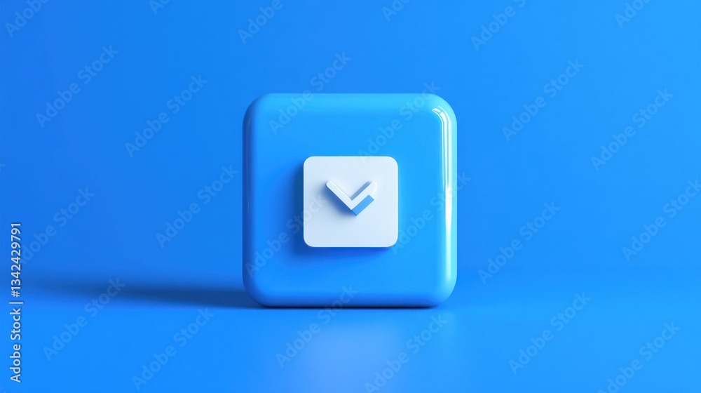 Blue Cube with Checkmark Icon Modern Design for Verification Confirmation and Approval Symbo Blue Cube with Checkmark Icon Modern Design for Verification Confirmation and Approval Symbo