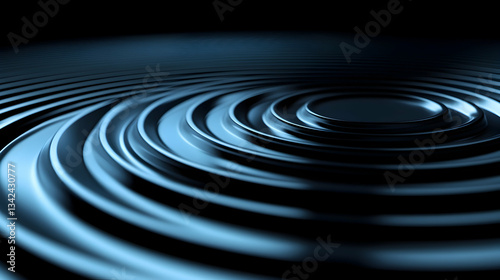 Abstract swirling blue metallic ripples.