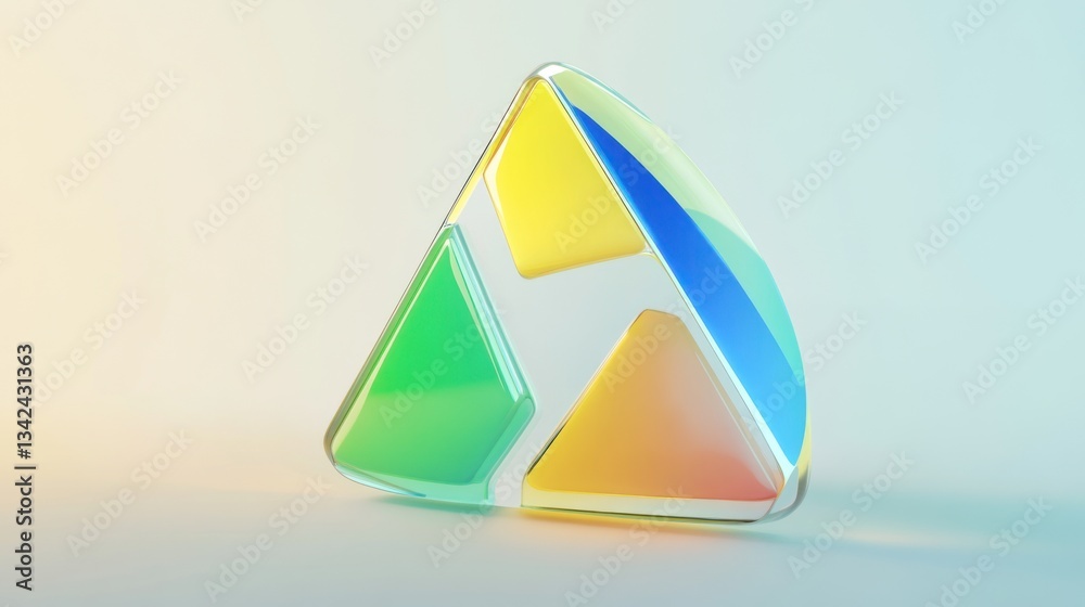 Geometric Triangle with Vibrant Colors and Glassy Finish for Modern Design Projects Geometric Triangle with Vibrant Colors and Glassy Finish for Modern Design Projects