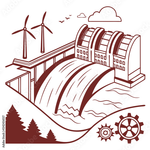 Clean Renewable Hydropower Vector Graphic for Green Energy