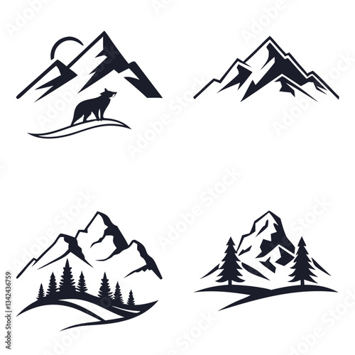 set of mountains icons