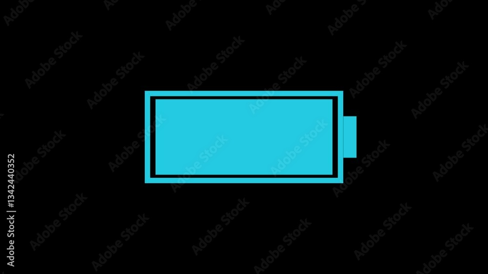 animated battery icon on a transparent background, displaying various states such as charging, discharging, and full charge.