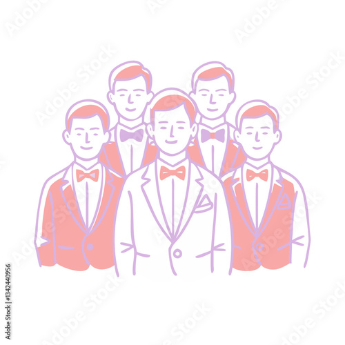 Groomsmen icon dressed in suits, celebration concept