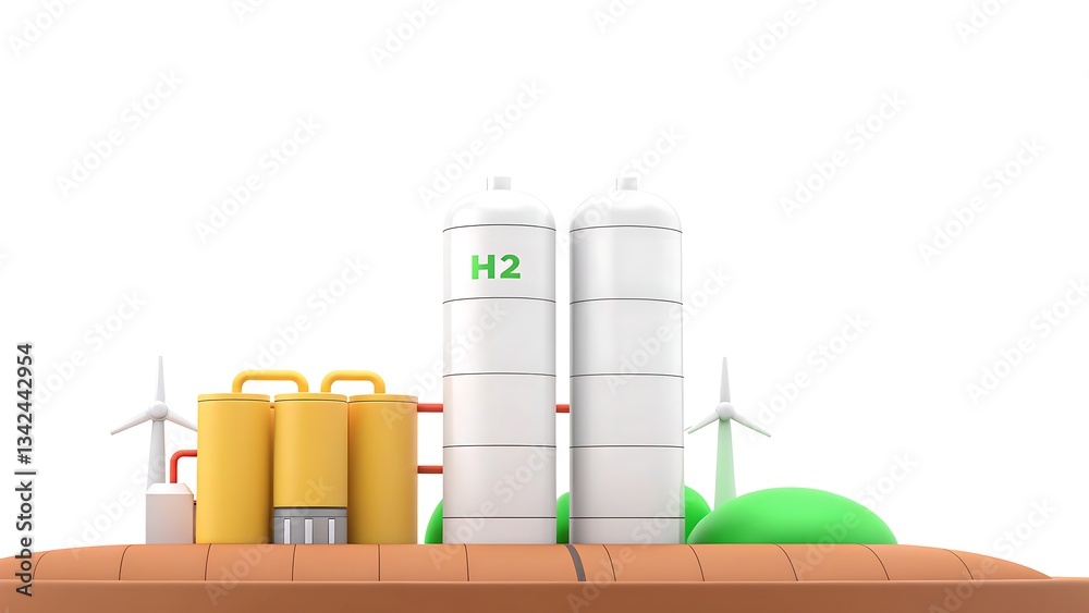 Obraz premium Oil lamp and industrial storage containers on a white background