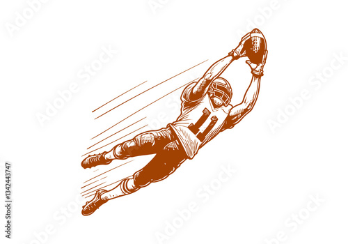 American Football Player hand drawn sketch vector illustration