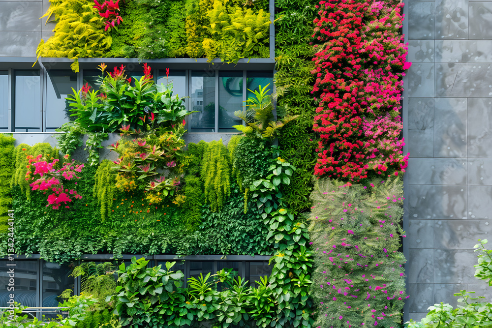 Naklejka premium Urban Oasis: Integrating Vertical Greenery Into City Spaces
