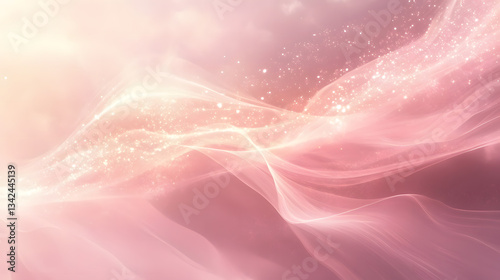 Abstract Pink and Gold Glittering Waves Background