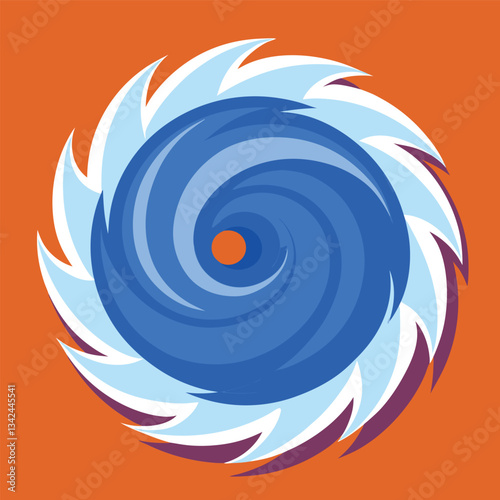 Vibrant Logo Featuring a Hurricane Illustration on a Solid Background