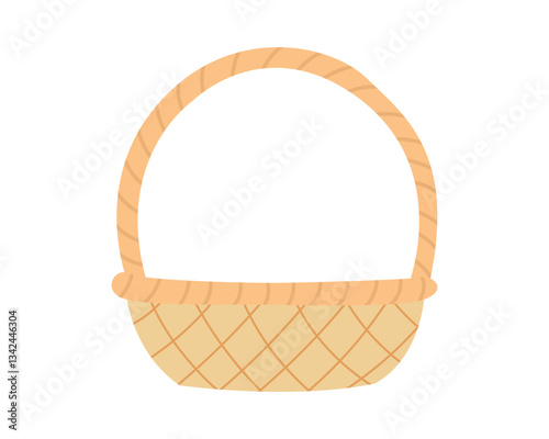Simple wicker basket with a sturdy handle, ideal for eco-friendly shopping, rustic home decor, zero waste lifestyle, and natural product presentations.