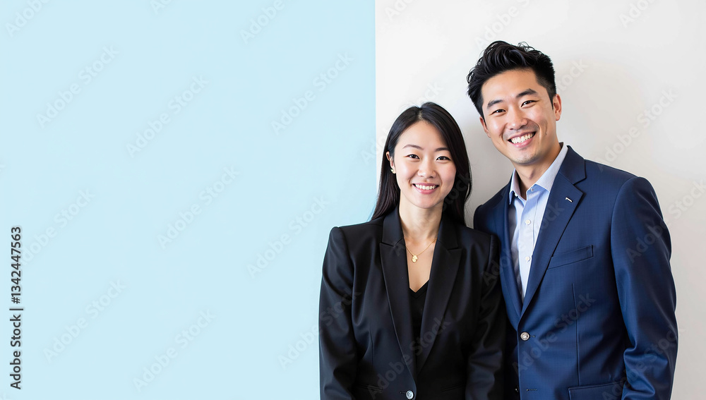 Smiling Asian Business Team with Copy Space Smiling Asian Business Team with Copy Space