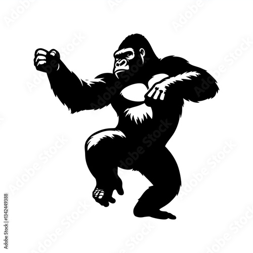 simple silhouette vector logo of dancing gorilla 