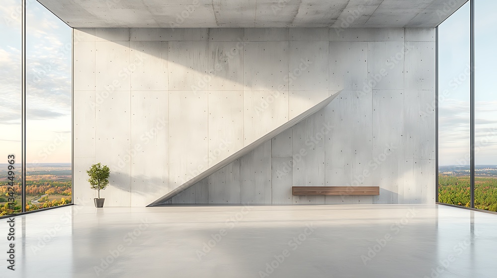 Obraz premium Modern concrete interior with expansive views