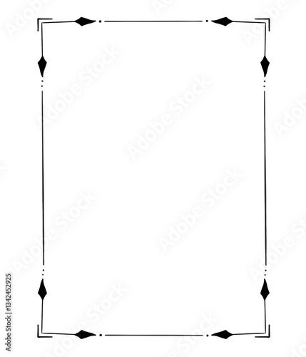 Classical and vintage decorative border - black and white fancy lines background