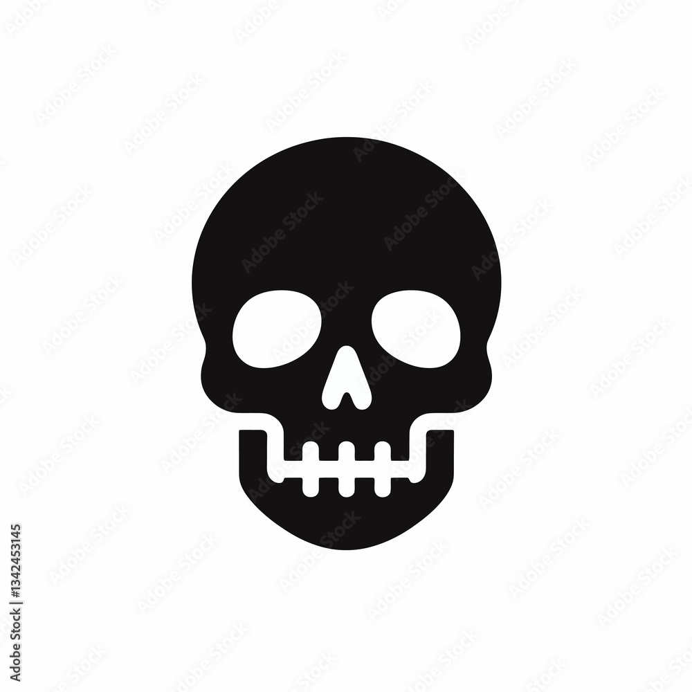 Vector emblem logo: flat skull on a white background, illustration in vector EPS10 format on a transparent isolated clipart background, stylish minimalist design. Vector emblem logo: flat skull on a white background, illustration in vector EPS10 format on a transparent isolated clipart background, stylish minimalist design.