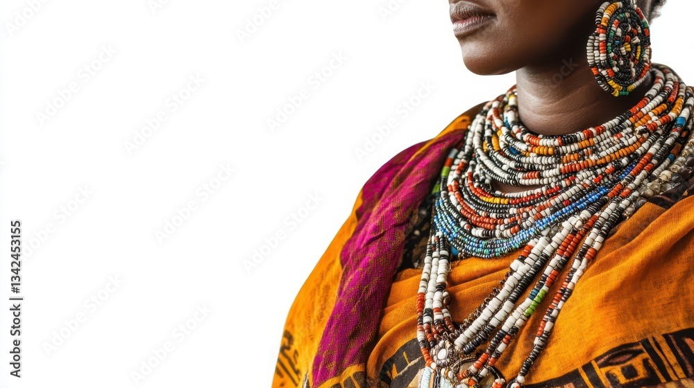 Obraz premium A person adorned with tribal jewelry and colorful clothing