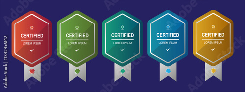 Set certificate badge template vector editable