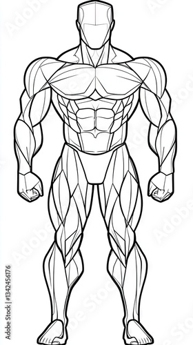 Muscular Male Figure Drawing Template