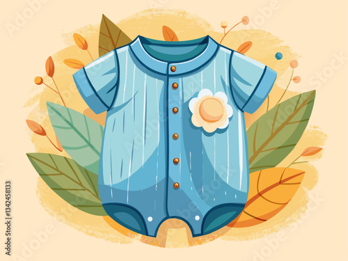 vector of soft cotton romper with short sleeves and snap buttons. Perfect for keeping babies comfortable in warm weather