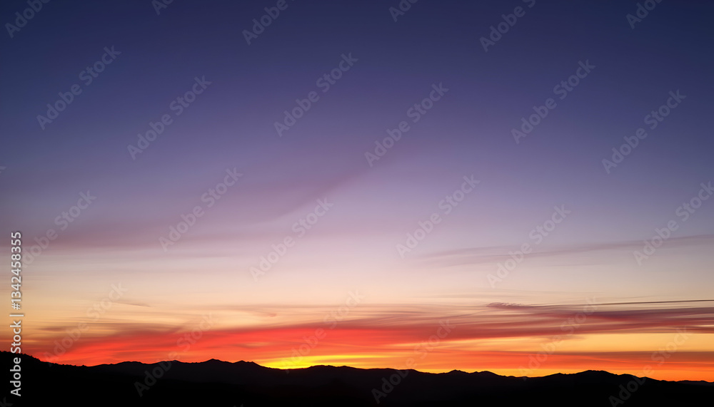 Vibrant Sunset Landscape Fiery Sky Mountain Silhouette Scenic View Nature Photography