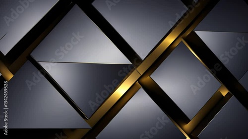 Geometric abstract design with dark gray and gold triangles and squares
