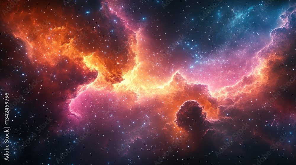 Fototapeta premium Cosmic Nebula: A Symphony of Celestial Colors