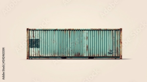 Weathered Shipping Container with Rusty Texture and Urban Graffiti