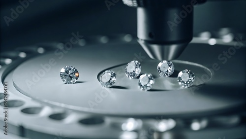 Sparkling Facets Of Perfection, Meticulously Crafted Diamonds Glistening Under Precise Scrutiny, A Symphony Of Light And Precision photo