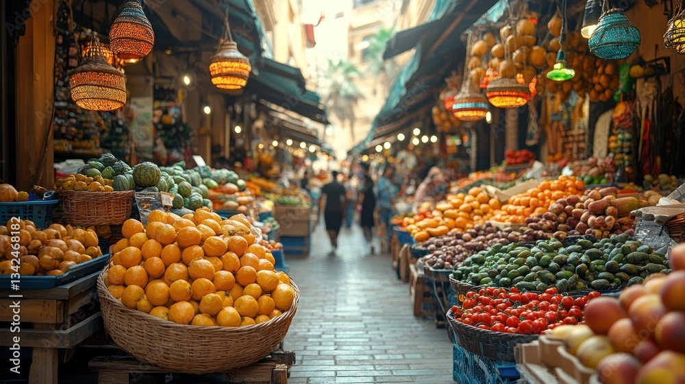 Obraz premium Vibrant Colors of a bustling Mediterranean Market