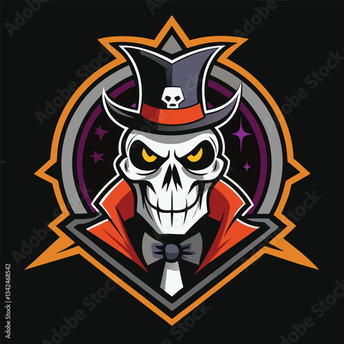 Intricate Illustration of a Skull-Headed Magician with a Somber Gaze