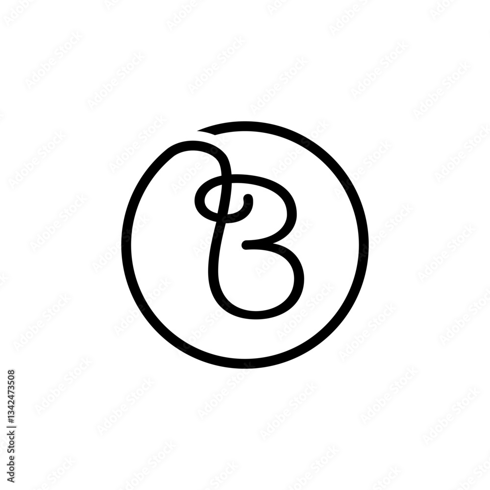 INITIAL LETTER B CIRCLE LINE SIMPLE LOGO INITIAL LETTER B CIRCLE LINE SIMPLE LOGO