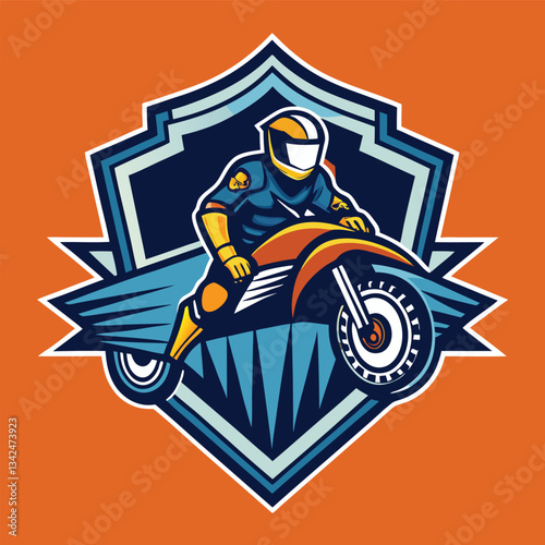 Distinctive Motocross Logo Illustration in Solid Colors