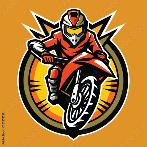 Dynamic Motocross Logo Featuring a Solid Color Background