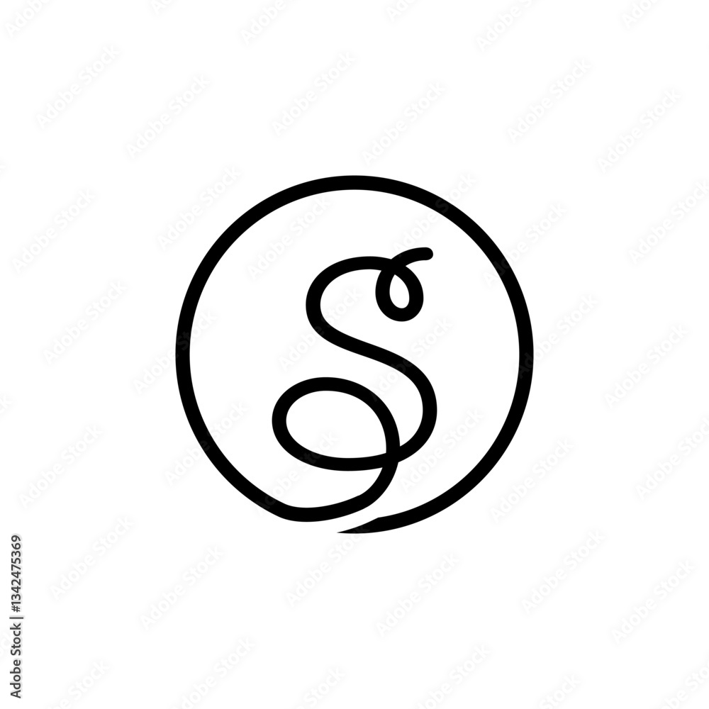 INITIAL LETTER S CIRCLE LINE SIMPLE LOGO INITIAL LETTER S CIRCLE LINE SIMPLE LOGO