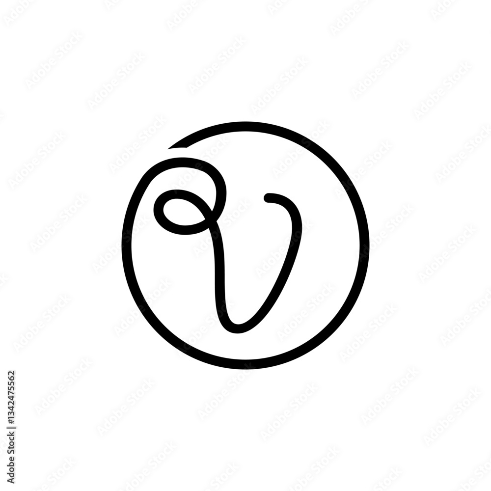 INITIAL LETTER V CIRCLE LINE SIMPLE LOGO INITIAL LETTER V CIRCLE LINE SIMPLE LOGO